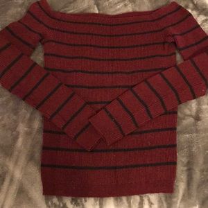 Off the shoulder striped sweater